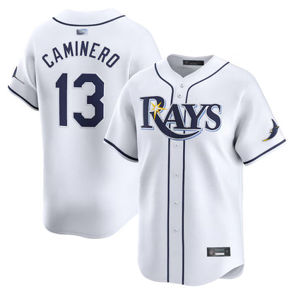 TB.Rays #13 Junior Caminero Player White Home Limited Baseball Jerseys