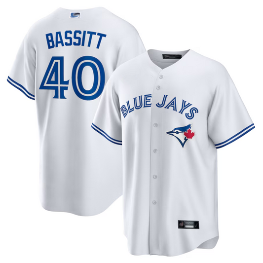 T.Blue Jays #40 Chris Bassitt Player White Home Replica Baseball Jerseys