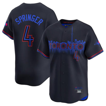 T.Blue Jays #4 George Springer Player Navy City Connect Limited Stitched Baseball Jerseys