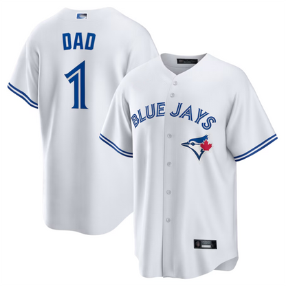 T.Blue Jays White #1 Dad Player Home Replica Baseball Jerseys