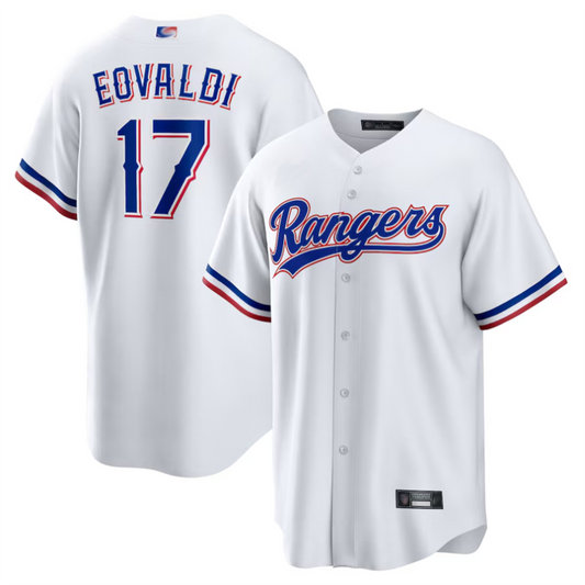 T.Rangers #17 Nathan Eovaldi Player White Home Replica Baseball Jerseys
