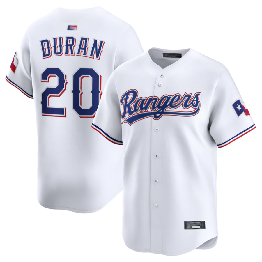 T.Rangers #20 Ezequiel Duran Player White Limited Baseball Jerseys