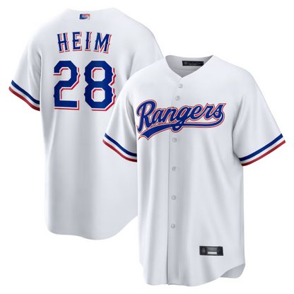 T.Rangers #28 Jonah Heim Player White Home Replica Baseball Jerseys