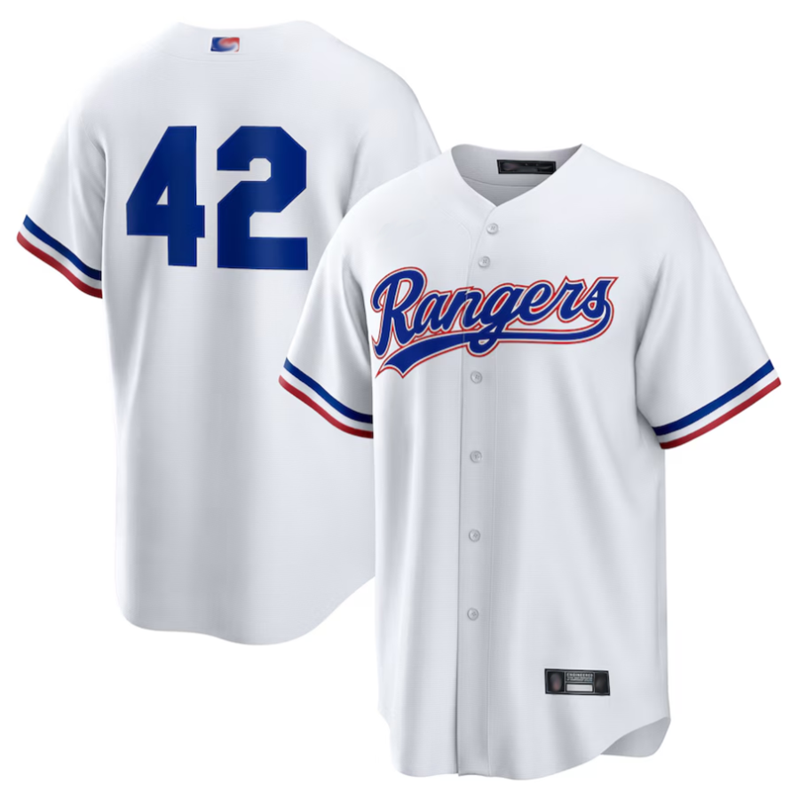 T.Rangers #42 Player White Home Jackie Robinson Day Replica Baseball Jerseys
