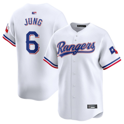 T.Rangers #6 Josh Jung Player White Home Limited Baseball Jerseys
