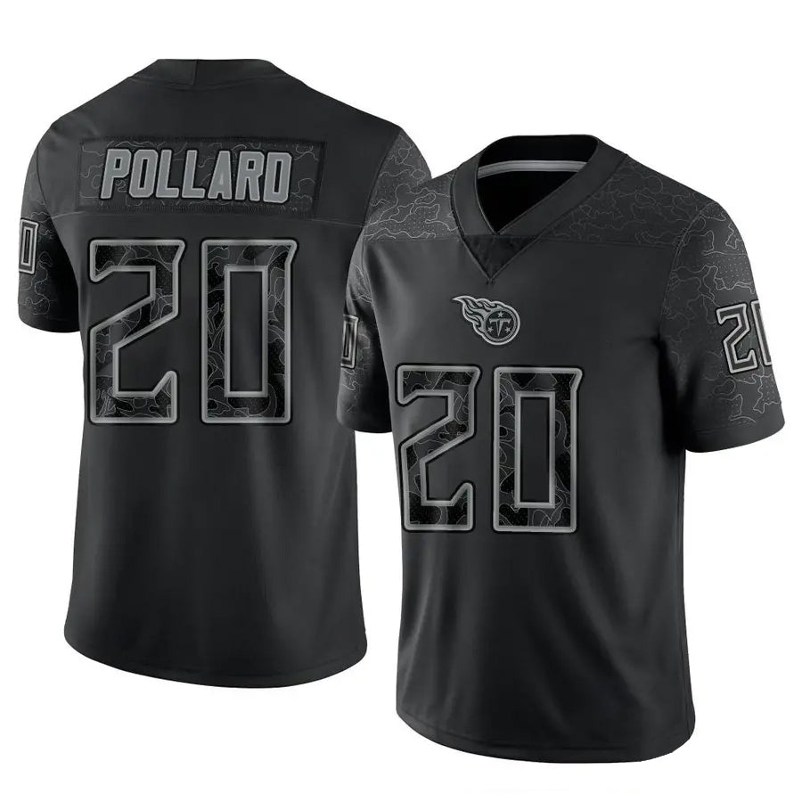 T.Titans #20 Tony Pollard Player Black RFLCTV Limited Football Jerseys