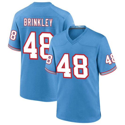 T.Titans #48 Beau Brinkley Player Light Blue Throwback Alternate Game Football Jerseys