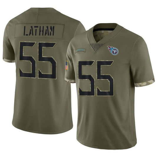 T.Titans #55 JC Latham Player Olive Salute To Service Limited Football Jerseys