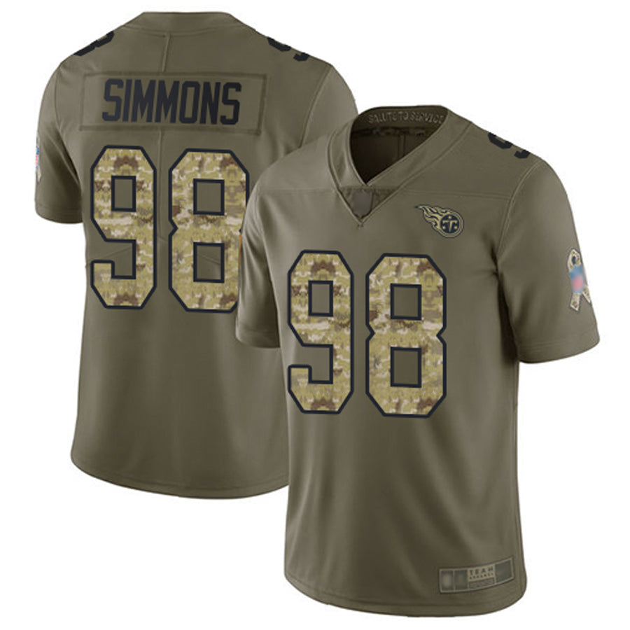 T.Titans #98 Jeffery Simmons Player Olive Salute To Service Limited Football Jerseys