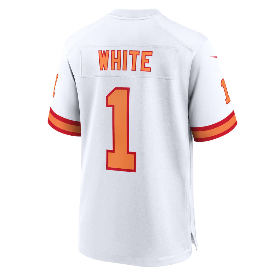 TB.Buccaneers #1 Rachaad White Player White Home Game Football Jerseys