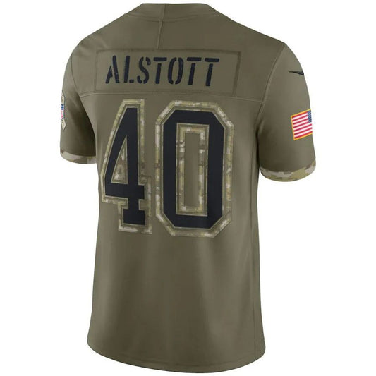 #40 Mike Alstott Player TB.Buccaneers Olive Salute To Service Limited Football Jerseys