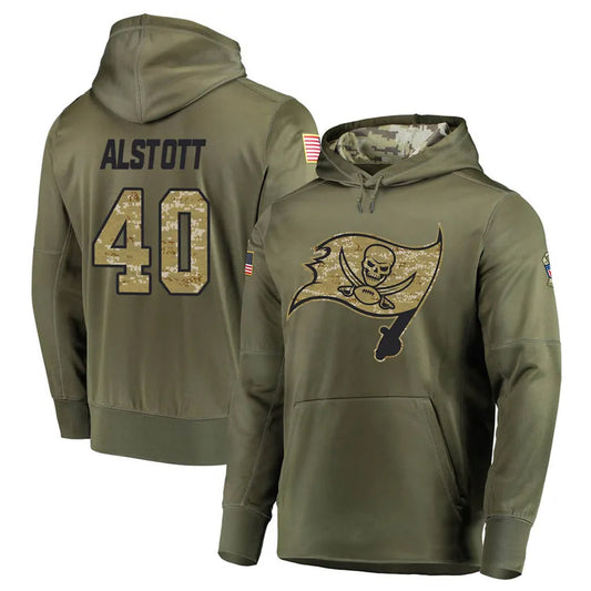 TB.Buccaneers #40 Mike Alstott Player Olive Salute to Service Hoodies Football Jerseys
