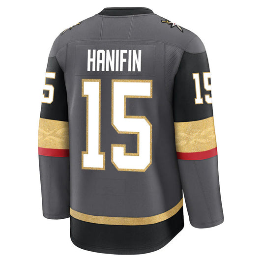 V.Golden Knights #15 Noah Hanifin Player Fanatics Premium Home Gray Hockey Jerseys