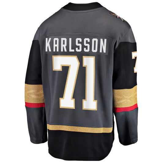 V.Golden Knights #71 William Karlsson Player Fanatics Gray Home Premier Breakaway Hockey Jerseys