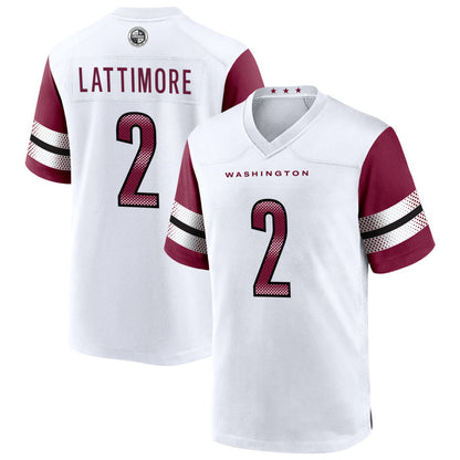 W.Commanders #2 Marshon Lattimore Player White Home Game Football Jerseys