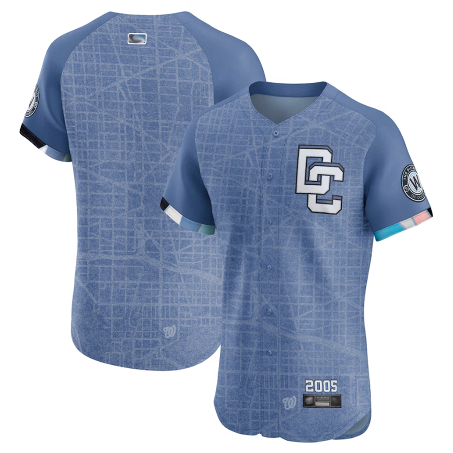W.Nationals Blank Player Blue City Connect Elite Baseball Jerseys